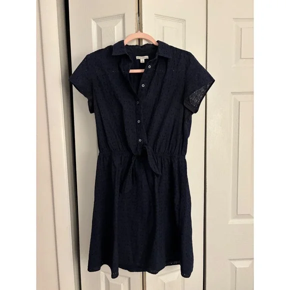 J.Crew Mercantile Navy Eyelet Mini Dress – Women's Small - Picture 4 of 7